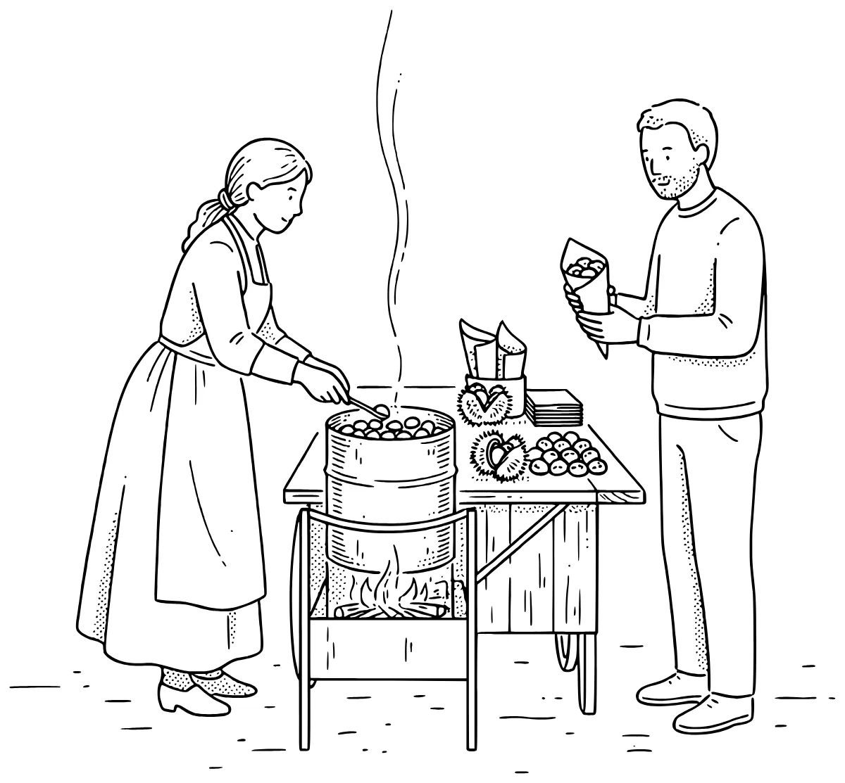 Ilustración del texto: La castañada: castañas, dulces y fuego